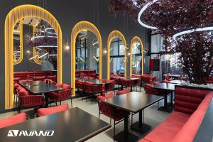 در طراحی دکور رستوران زنجیره ای سارا شعبه تهران