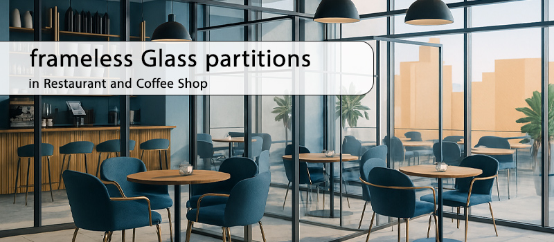 پارتیشن شیشه‌ ای فریم‌ لس در طراحی داخلی رستوران و کافی‌ شاپ